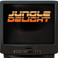 a television with the words jungle delight on it